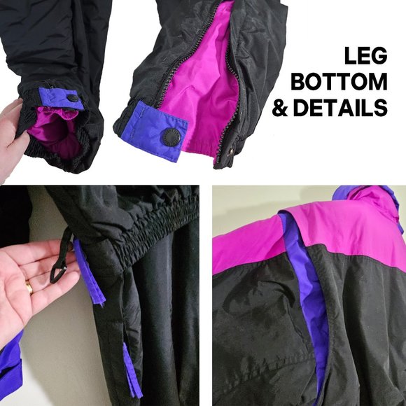 COLUMBIA Radial Sleeve 1-Piece Ski Snow Suit Black with Purple-Pink Colorblock - Picture 5 of 15